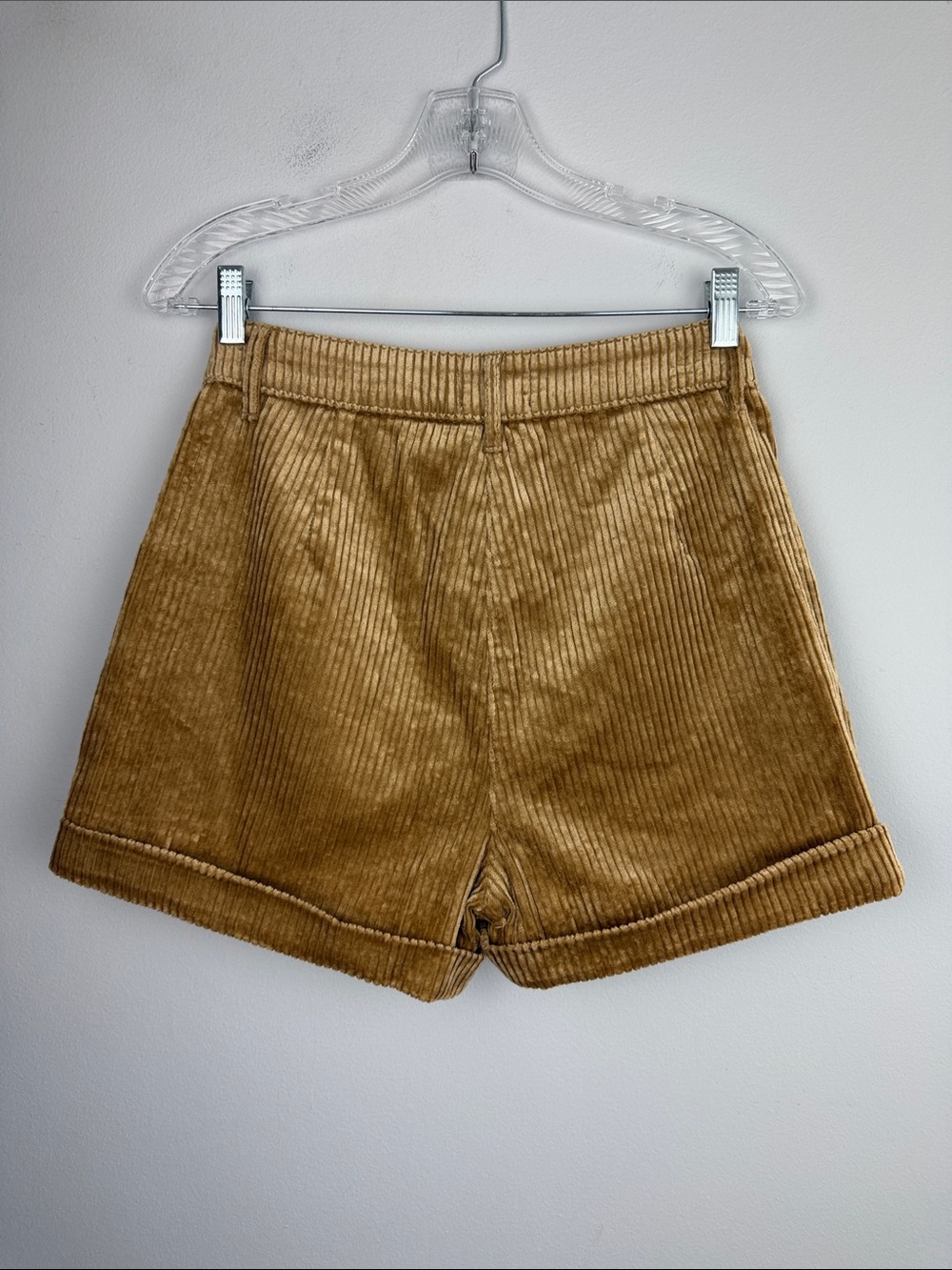 Sezane Maddie Shorts Dark Beige High Waist Pockets Cuffed Corduroy Size 4 Fall - Picture 11 of 16